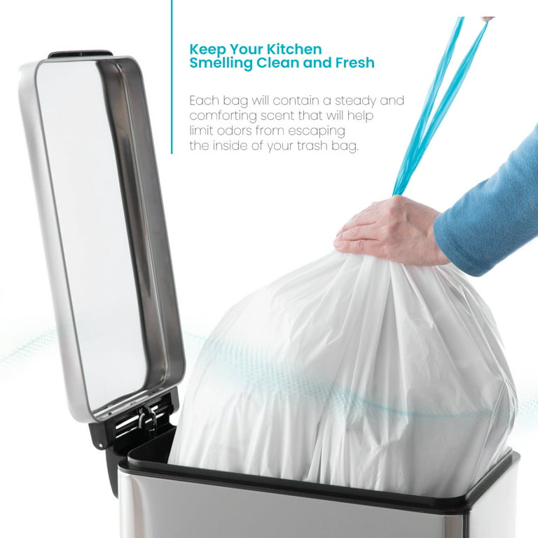 Home Zone Living 12-13 Gallon Drawstring Trash Bags, 45 to 50 Liter Trash  Can, 60 Bags