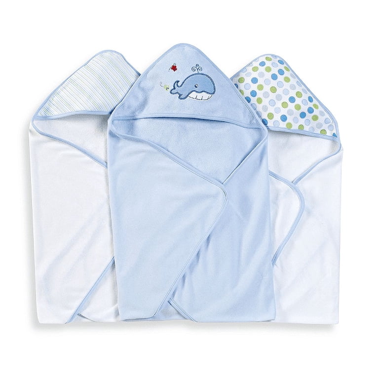 Spasilk Hooded Baby Towel Set, 3-Pack Blue Whale photo 2