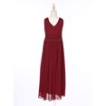 thumbnail image 4 of Zaldita Girls V-Neck Chiffon Sleeveless Junior Bridesmaid Dress Ruched A-Line Maxi Wedding Party Burgundy 6, 4 of 7