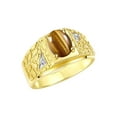 thumbnail image 4 of RYLOS Men's Rings Yellow Gold Plated Silver Designer Nugget Ring Oval 9X7MM Gemstone &  Diamonds  Tiger Eye Birthstone Rings For Man Size 10, 4 of 7