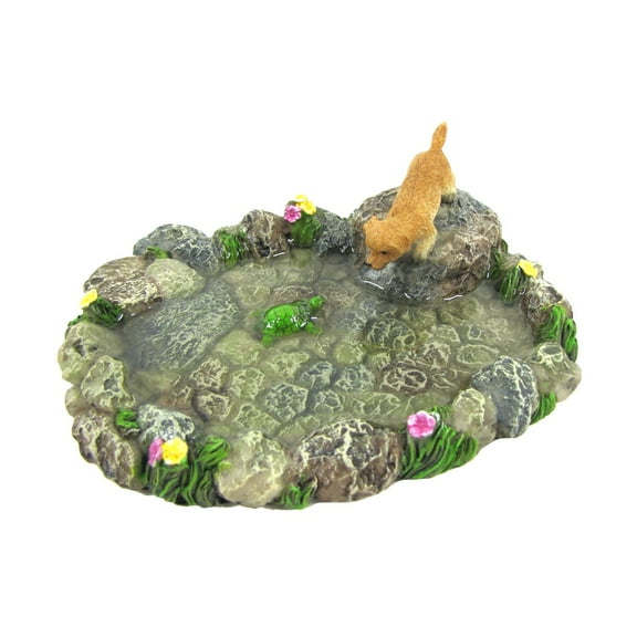 Mini Stone Pond Turtle Dog Figurine Fairy Garden Ornament Dollhouse Landscape Decor Accessory