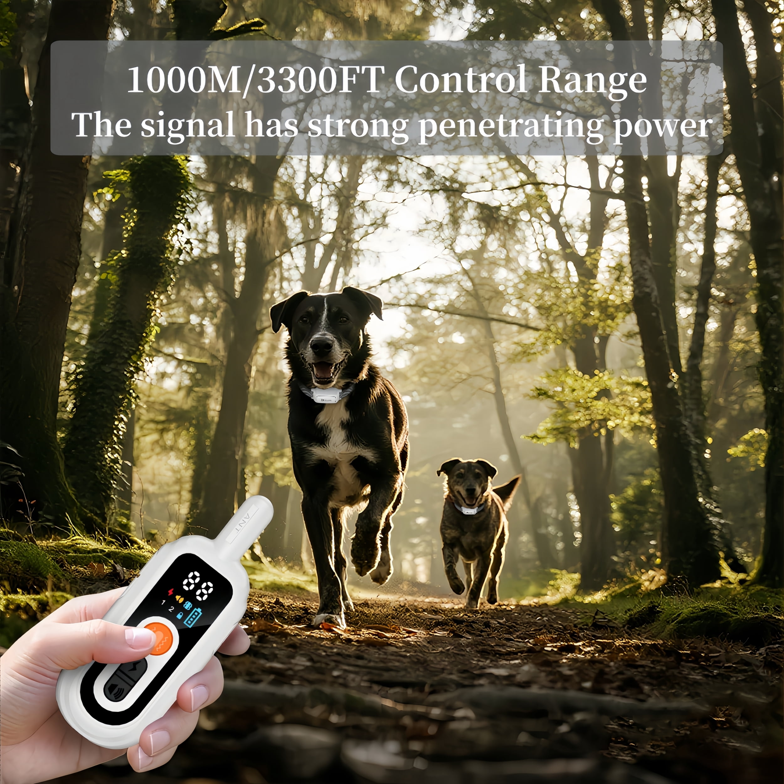 Shock & Vibration Dog Training Collar with Remote, 3300ft Range, Waterproof Rechargeable Electric Collar