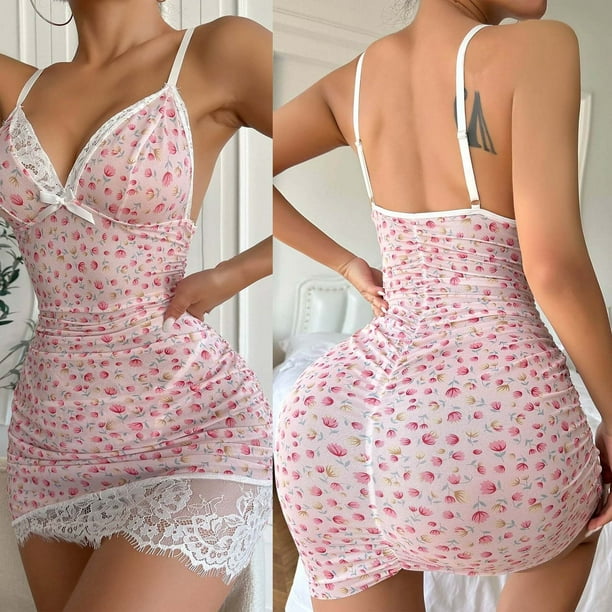 Deals of The Day! Pisexur Women's Sexy Lingerie Set Sexy Women Lingerie  Lace Floral Printed Cami Dress Temptation Underwear Sleepwear Nightdress Sexy  Lingerie for Women Naughty Plus Size 