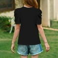 thumbnail image 3 of Inglocry Girls Puff Short Sleeve Shirts Summer Ribbed Knit Crewneck T Shirt Tops Tee Blouse Cute Summer Tops For Teens Black 11-12Y, 3 of 4