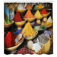 thumbnail image 3 of Spice Shower Curtain, Assortment of Colorful and Different Flavored Kitchen Ingredients from the Bazaar, Fabric Bathroom Set with Hooks, 69W X 70L Inches, Multicolor, by Ambesonne, 3 of 3