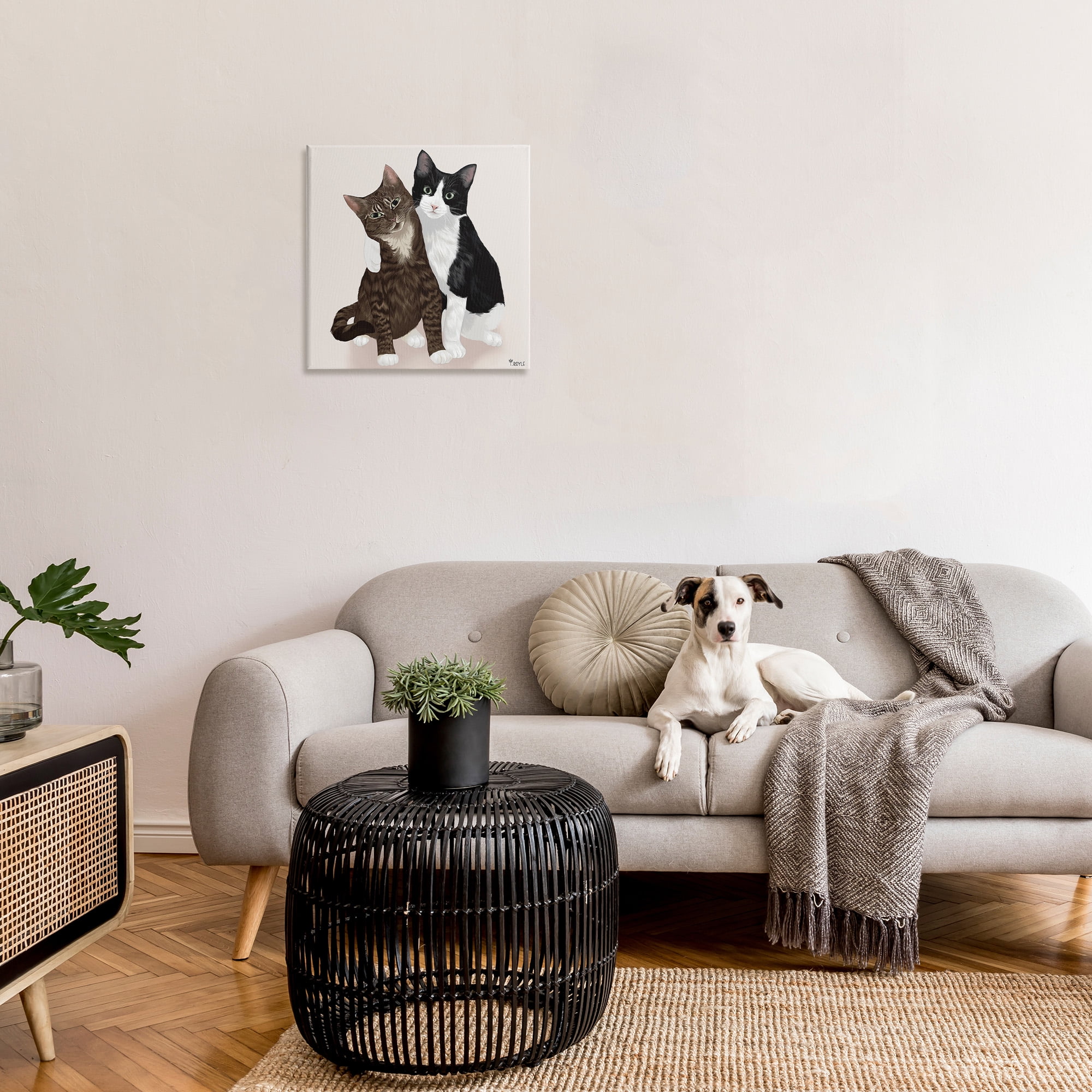 Stupell Industries Hugging Cat Friends Animals & Insects Painting Gallery Wrapped Canvas Art Print Wall Art, 24 x 24