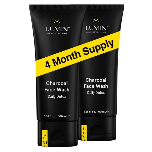 Face Wash Lumin Charcoal, hidratante, desintoxicante, diario, para hombres, paquete de 2