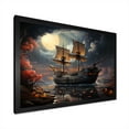 thumbnail image 2 of Designart "Nightly Voyage of the Pirate Ship I" People Framed Wall Art Decor - Modern Black Pirate Hallway Framed Wall Art Decor, 2 of 6
