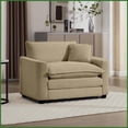 thumbnail image 6 of Modern Retro 3-Seat Modular Sectional Sofa with Ottoman - Light Beige Corduroy for Living Room, 6 of 17