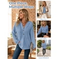 thumbnail image 6 of Mengpipi Women's Tops Fall Spring Long Sleeve V-Neck Waffle Knit Hooded Button Front Loose Casual Cardigan S-2XL, 6 of 9