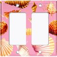 thumbnail image 2 of Metal Light Switch Wall Plate Outlet Cover (Colorful Sea Shells Pattern Pink - Double Rocker), 2 of 2