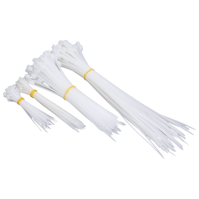 200Pcs Heavy Duty Cable Ties Assortment Zip 4 6 8 12in Assorted Sizes 18 120lb Tensile Strength White