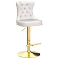 thumbnail image 4 of Bar Stools Set of 2, Swivel Barstools with Nailheads Trim, Velvet Button Tufted Back and Golden Footrest, Adjustable Counter Height Bar Chairs for Kitchen Island Dining Room Pub, White, 4 of 7