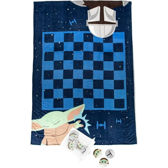 Star Wars Mandalorian Checkers Game Blanket, 100% Microfiber