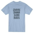 thumbnail image 1 of T-shirt Bleu Clair pour Hommes avec Citation "More Hugs Less Hate", 1 of 1