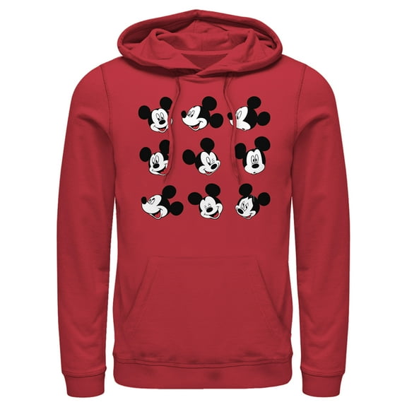 Men's Mickey & Friends Funny Faces Pull Over Hoodie Red X Large