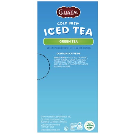 CELESTIAL SEASONINGS COLD BREW CAFFEINATED ICED GREEN TEA, 18 CT TEA BAGS