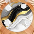 thumbnail image 2 of Black White Gold Wave Marble Round Fitted Tablecloth with Elastic Edge,Dining Table Cover Waterproof,Outdoor Round Tablecloth for Camping,Dining,Indoor and Outdoor, 2 of 7