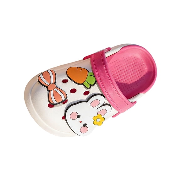 CUZIBR Girls Toddler Kids Clogs Garden Shoes Cute Cartoon Bunny Pattern Anti- Flat Sole Flexible Indoor Outdoor Waterproof Beach Pool Sandal Holiday Casual Sandals Footwear,RD2,18-24 Months