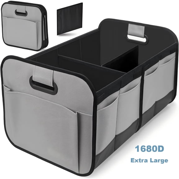 ZHIJYBO Trunk Organizer, Car Trunk Organizers and Storage for SUVs & Sedans, Cargo Trunk Organizer for Car, Collapsible Trunk Organizer, Storage with Reinforced Handles