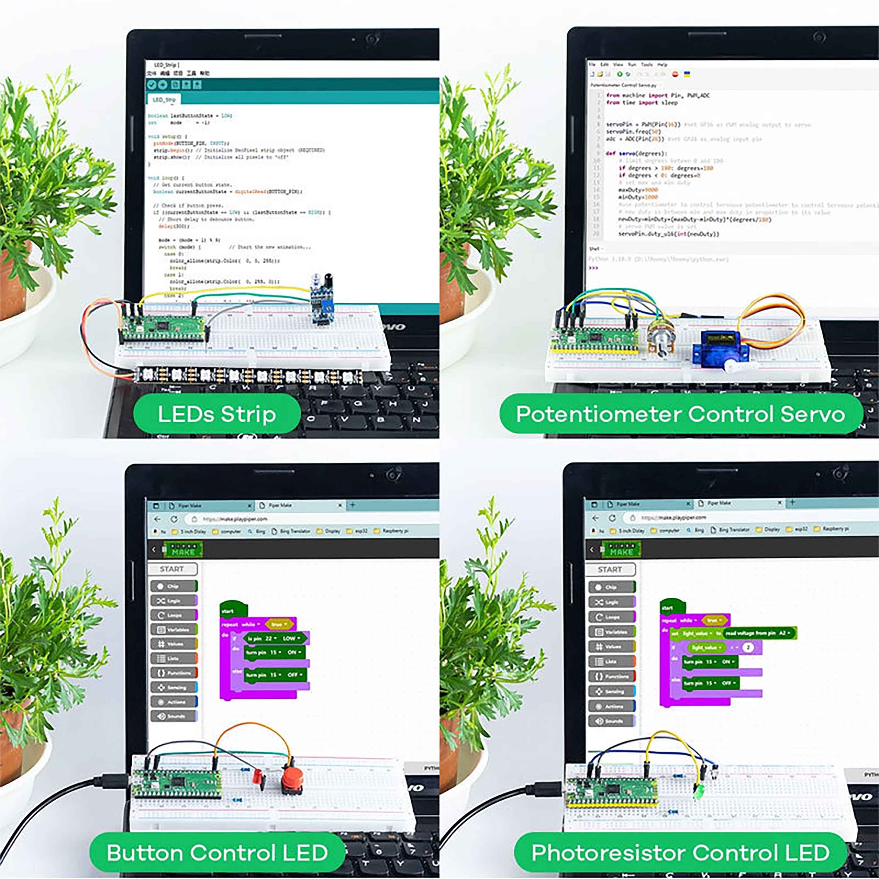 Electronics Component Fun Kit With Power Supply Module,Breadboard Sensor Resistor LED Compatible With Raspberry Pi -RP2040 starter kit