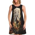 thumbnail image 1 of Fotbe Enchanted Deer In Cave Vestido de Verano sin Mangas para Mujer – Vestido Midi Línea A, Estilo Camiseta Floral, Vestido Playero Casual y Fluido, 1 of 7