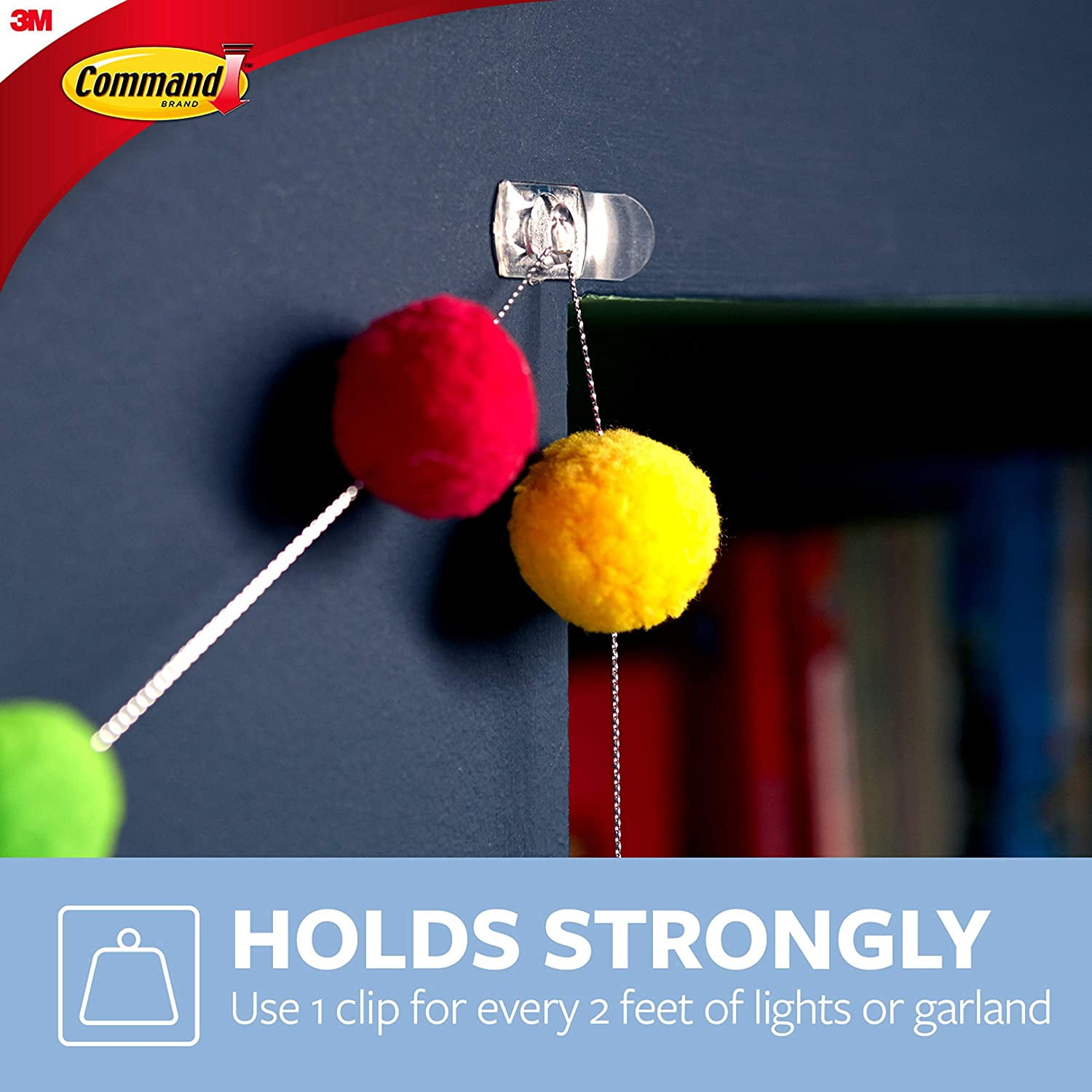 command by 3m dorm light clips, clear, great for hanging string lights, strong and versatile