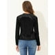 thumbnail image 3 of INSPIRE CHIC Camiseta casual de manga larga con cuello redondo y parte superior de terciopelo para mujer Negro S, 3 of 4