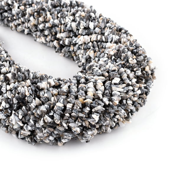 QNAVIC Dendrite Agate Gemstone Beads Nugget Chips Drilled Stone Chakra Healing Crystals DIY Jewelry Making Wholesale Bulk Loose Supply Strand 33 inch (1 Strand)