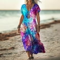 thumbnail image 1 of Vestido Informal Con Cuello En V y Estampado Floral Para Mujer, Manga de Verano, Bohemio, Fluido, Cómodo, Elegante, Versátil y Femenino., 1 of 3
