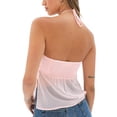 thumbnail image 5 of Musuos Women's Summer Crop Tops, Solid Color Sleeveless Halter Cutout Split Mesh Camisole, 5 of 10