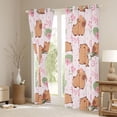 thumbnail image 3 of Erosebridal Cute Capybara Curtains Pack of 2 (42x84 Each) For Teens,Cartoon Flowers Leaves Animal Curtains Blackout For Kids Boy Girls,Ultra Soft Home Decor, 3 of 6