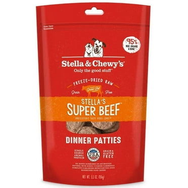 Freeze Dried Raw Dinner Patties – Grain Free Dog Food, Protein Rich Stella’s Super Beef Recipe – 5.5 oz Bag