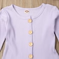 thumbnail image 4 of Kids Toddler Baby Girl Long Sleeve Button Down Knitted Sweater Dress with Headband Outfit Set, 4 of 7