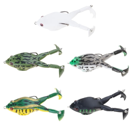 5Pcs Swimbaits Artificial Frogs Lures Large Feet Soft Lures Double Propellers Fishing Lures Baits Colorful Swimbaits