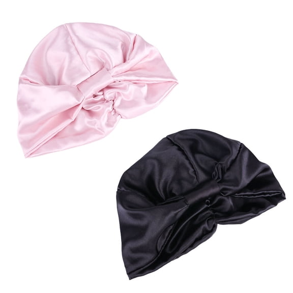 Supvox 2Pcs Household Sleep Hats Satin Hair Bonnets Suitable for Long Hair Assorted Colors