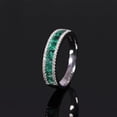 thumbnail image 3 of NYS Jewellers 2.10 Ctw Princess Cut Green Emerald Womens Band Ring 14K White Gold Plated 925 Sterling Silver -8.5, 3 of 5