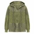 thumbnail image 3 of Lovskoo Women's Full Zip Sweatshirt Fleece Jacket Patchwork Hoodies Casual Long Sleeve Coat Green, 3 of 6