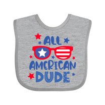 Inktastic 4th of July All American Dude with Red and Blue Glasses Boys Baby Bib