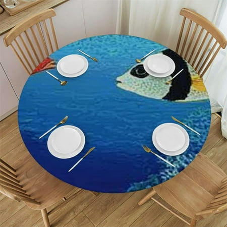 

Autua Coral Reef Fish Waterproof Outdoor Fitted Round Tablecloth Stain-Resistant and Washable for Indoor and Outdoor Use 38 -42