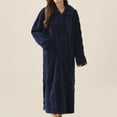 thumbnail image 2 of SWSMCLT Women's Cold Weather Fleece Bathrobe Home Full Zip Long Duster Robe Comfy Bathrobes Ankle Length Navy Small, 2 of 5