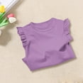 thumbnail image 2 of Ruyang Baby Girls Ruffles Sleeve Tank Top Solid Crew Neck 2025 Summer Tshirts Tops Toddler Sport Casual Vest Undershirts, 2 of 9