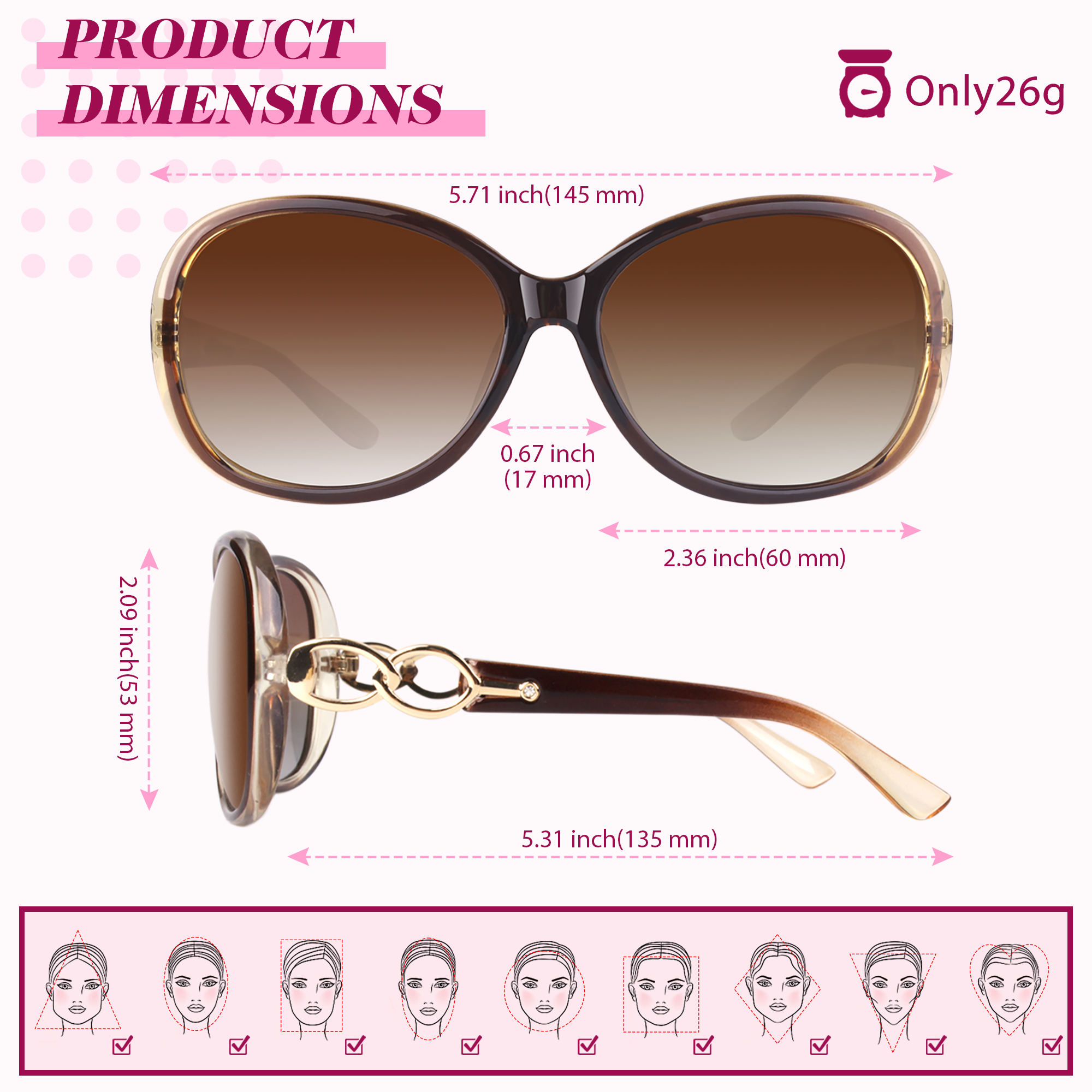 Sunier Women's Oversized Polarized Butterfly Sunglasses, 2-Pack photo 7