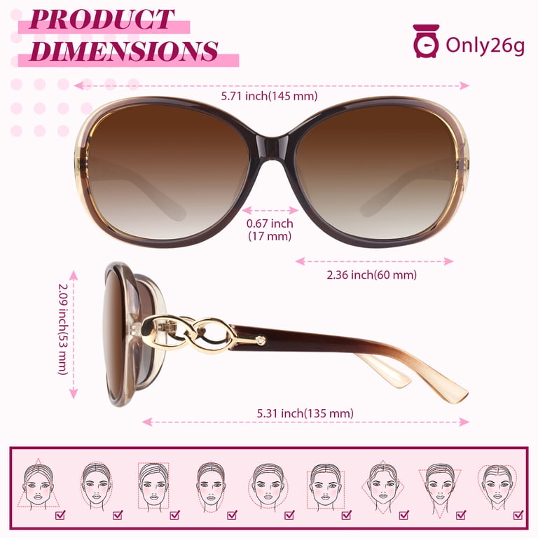 Sunier Oversized Polarized Butterfly Sunglasses, Brown photo 7