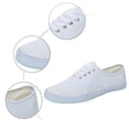 thumbnail image 6 of EliteGoogv Womens Canvas Shoes White Sneakers Lace Up Flat Shoes For Women Men Casual Sneakers Closed Toe Round Toe Summer Daily Shoes US: 7.5 White, 6 of 9