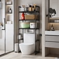 thumbnail image 6 of FEOLGEHLY Over Toilet Storage Rack, 56.5-Inch Tall Storage Rack with Multi-Layer Bathroom Shelf, Freestanding Bathroom Organizer for Toiletries, Space-Saving 56 Inch Toilet Storage (Black), 6 of 7
