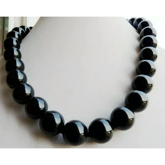 K-KED 25" 36" 50" 6/8/10/ 12mm Apatite/Topaz/Agate/Jade/ Gems Round Beads Necklace AAA-36 Inches-12 mm-Black Agate