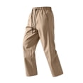 thumbnail image 5 of Dwelliawo Mens Breathable Casual Pants, Elastic Waist Drawstring Straight Leg Pants, Quick Dry Workout Pants For Daily Work Beige XL, 5 of 5