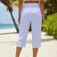 thumbnail image 7 of Lumtrix Cotton Linen Capri Pants For Women Loose Straight Leg Drawstring Elastic Waist Cropped Pant Casual Summer Beach Clothe Light Blue 2XL, 7 of 7