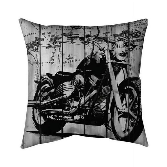 Begin Home Decor 5541-2020-TR5-1-CR 20 x 20 in. Motorcycle Grey & Black-Double Sided Print Indoor Pillow